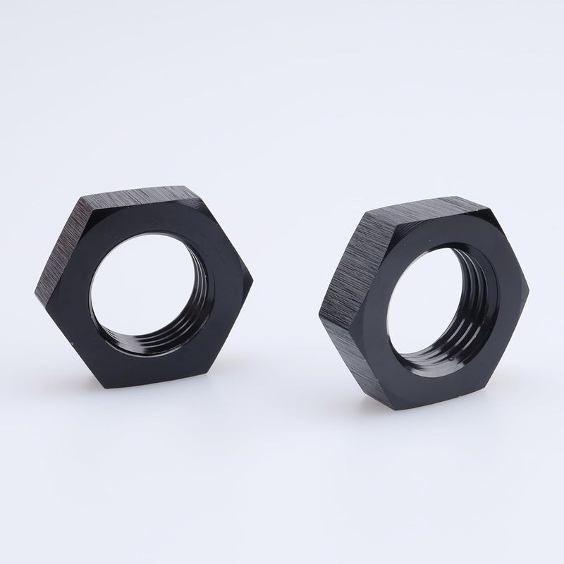 AC PERFORMANCE Black Aluminum -4 AN Female Thread Hex Bulkhead Nut for AN4 Bulkhead Fitting Adapter, Pack of 2 - Image 3