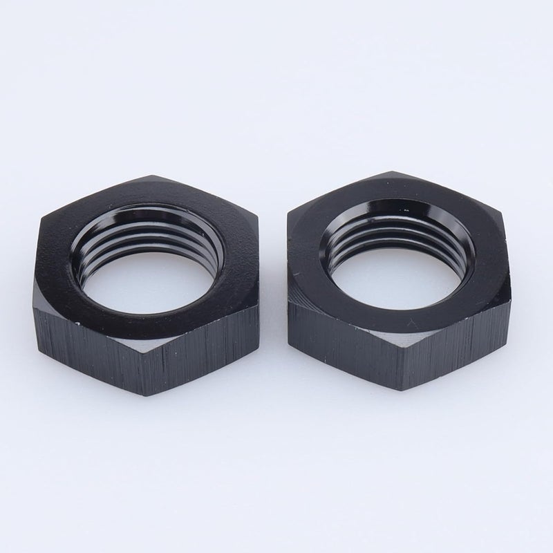 AC PERFORMANCE Black Aluminum -4 AN Female Thread Hex Bulkhead Nut for AN4 Bulkhead Fitting Adapter, Pack of 2 - Image 2