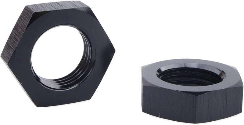 AC PERFORMANCE Black Aluminum -4 AN Female Thread Hex Bulkhead Nut for AN4 Bulkhead Fitting Adapter, Pack of 2 - Image 1