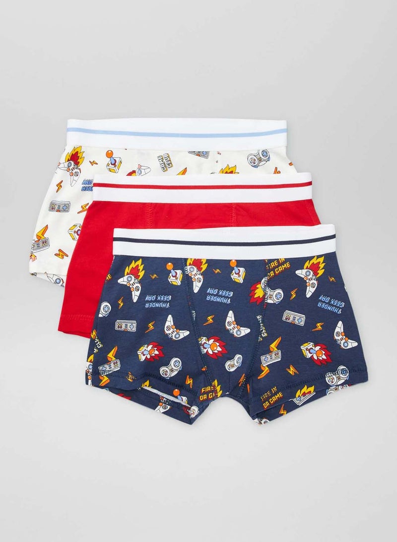 Kiabi Kids Unisex Pack of 3 pairs of printed boxer shorts - Image 1