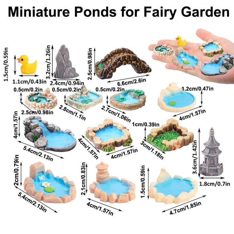 Purple Star Fairy Garden Pond 15 Pack Mini Pond for Fairy Garden Accessories Outdoor Small Ponds Miniature Figurines Zen Gardens Crafts Terrarium Decor Little Statues Easter Gift Brown - Image 2