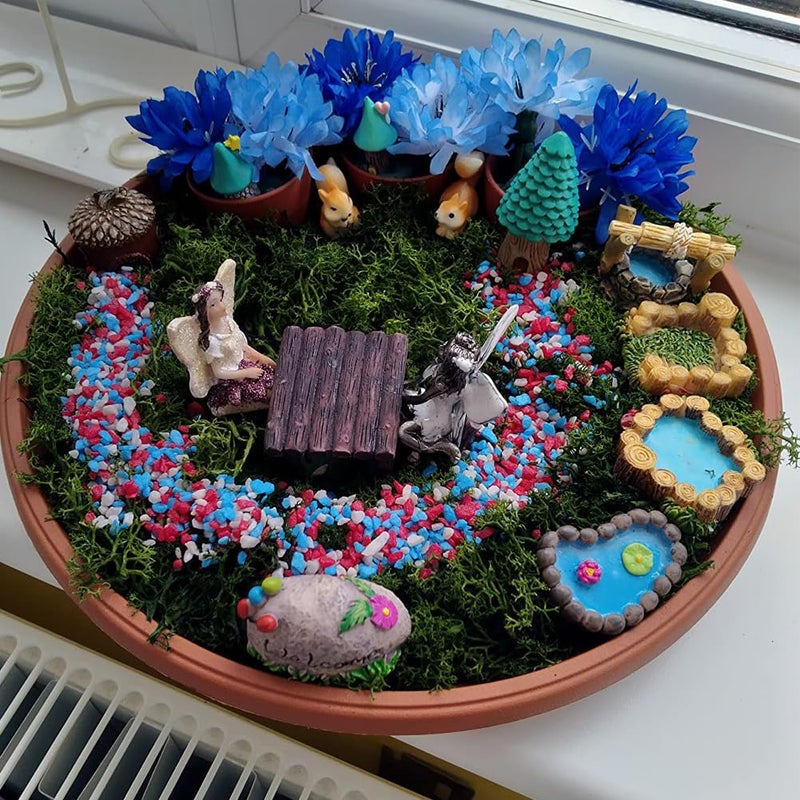 Purple Star Fairy Garden Pond 15 Pack Mini Pond for Fairy Garden Accessories Outdoor Small Ponds Miniature Figurines Zen Gardens Crafts Terrarium Decor Little Statues Easter Gift Brown - Image 3
