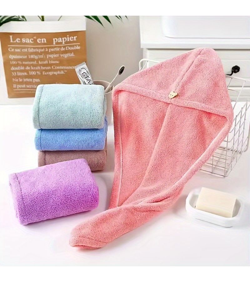 Blue 2Pcs Ultra Fine Fiber Hair Drying Caps Breathable Water Absorbent - Image 5