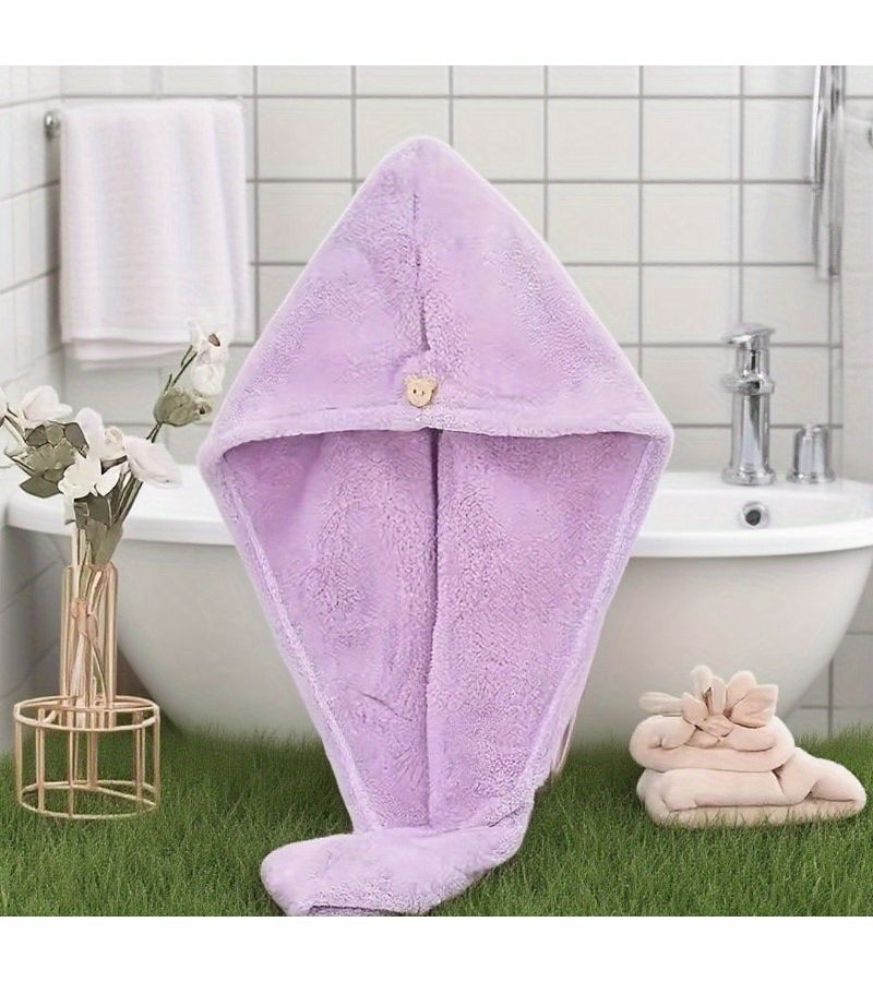 Blue 2Pcs Ultra Fine Fiber Hair Drying Caps Breathable Water Absorbent - Image 2