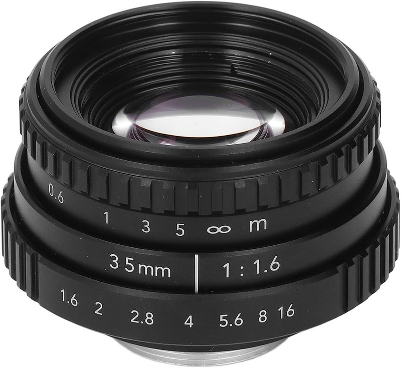 عدسة تركيز يدوي 35 مم F1.6 من سبائك الألومنيوم، مع طلاء متعدد الطبقات لكاميرات C - فتحة واسعة، نقل ضوء محسّن، مثالية للتصوير في الإضاءة المنخفضة والتصوير الشخصي - Image 1