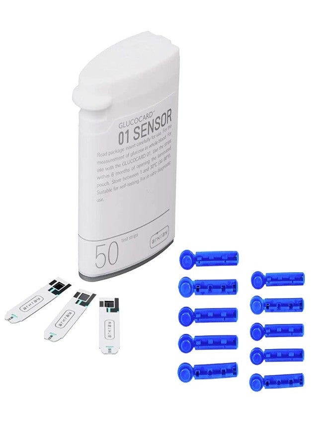 Arkray Glucocard 01 Mini/Plus 50 Bottlepack Strips with 50 Lancets Combo - Image 1