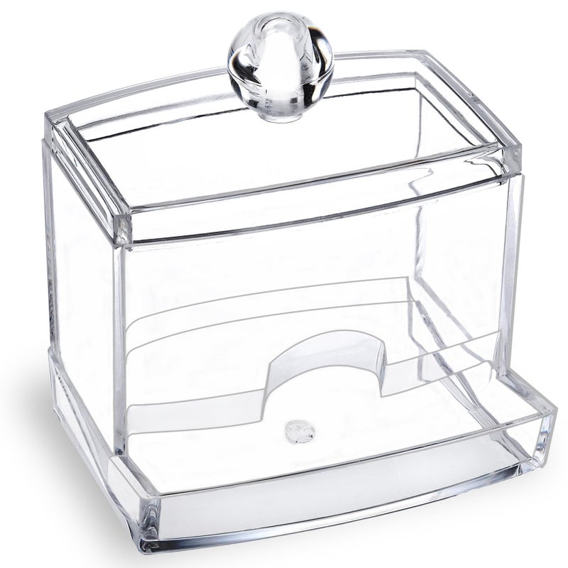 MOSIKER 10oz Clear Acrylic Small Qtip HolderSwab Dispenser Cotton Ball Jars Bathroom Organizer with Lid