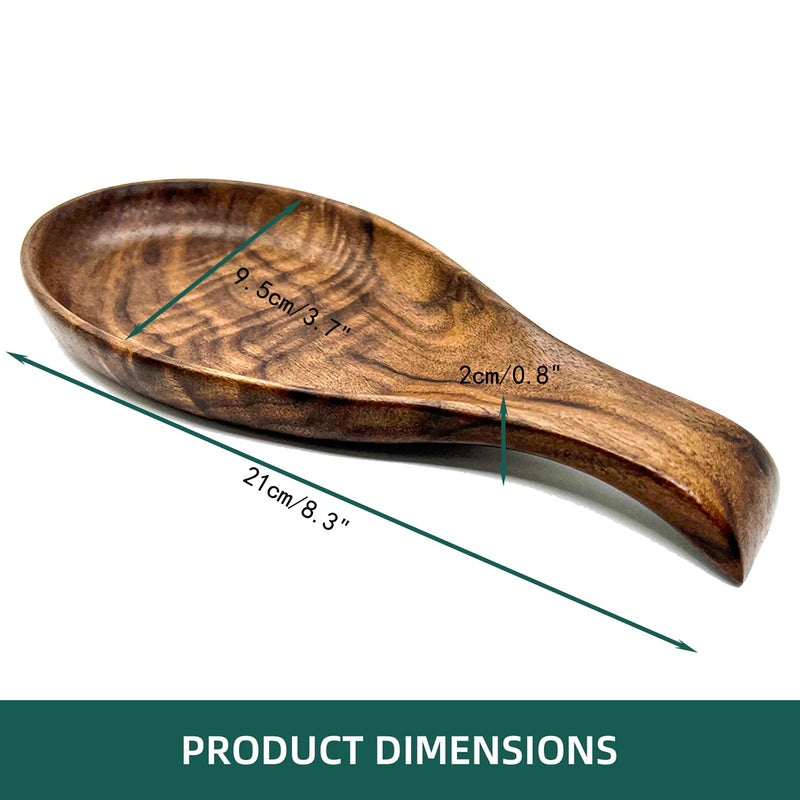 Kityemo Walnut Wooden Spoon Rest Cooking Spoon Holder Organizer Heat-Resistant Wood Utensil Rest, Spoon Holder for Stove Top, Kitchen Utensil Holder for Ladles, Turner, Brush, Spatula& More - Image 2
