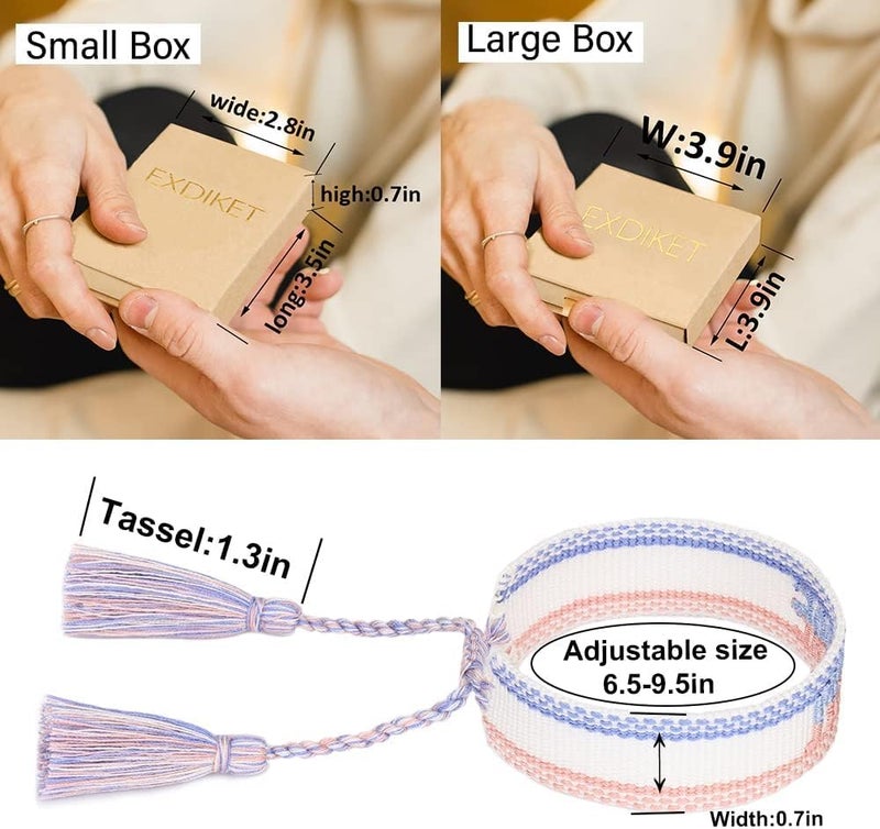 Luckam أساور الصداقة المنسوجة، أساور معصم كلمات رائعة، أساور صداقة يدوية الصنع بأسلوب بوهيمي للنساء والفتيات (وردي) - Image 3