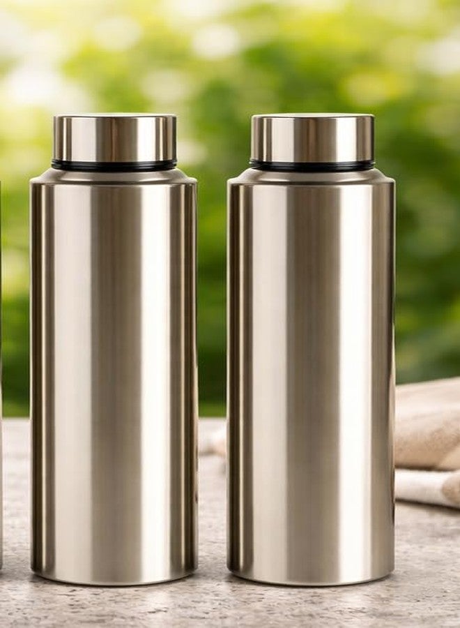 VISAXMI Stainless Steel Water Bottle 1Liter (1000ml) | Fridge Steel Bottle | Drinking water bottle | Leak Proof & Durable Steel Bottle for Office, Kids, Gym, School & Home (Pack of 2) - Image 1