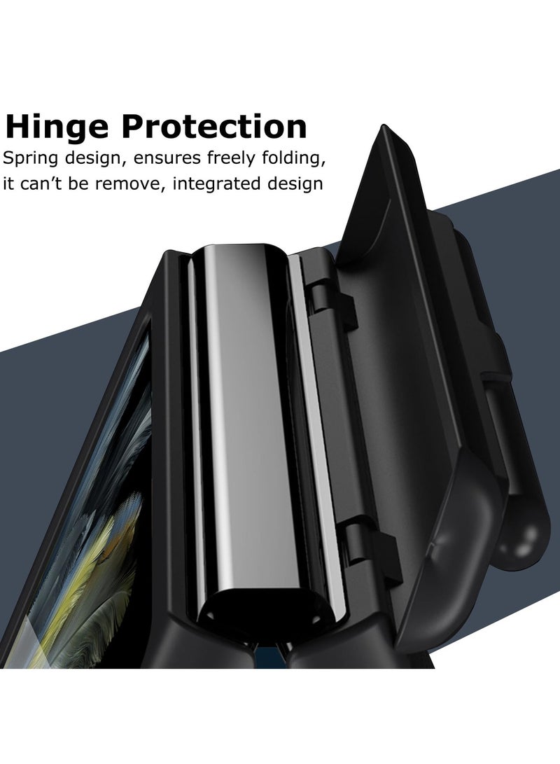 SYOSI Case for OnePlus Open 2023 with Stylus and Pen Holder, Luxury PU Leather One Plus Cover, with Hinge Protection, Built in Screen Protector, Kickstand, All Inclusive Design, Black - Image 3