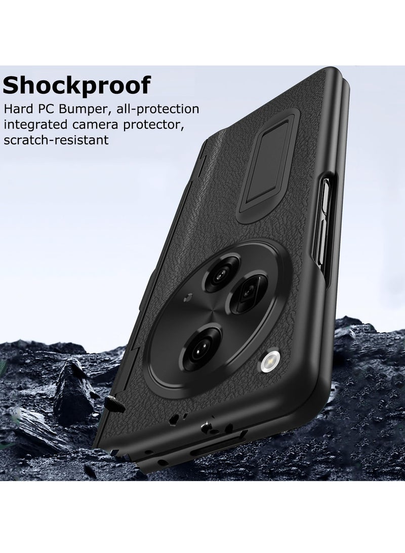 SYOSI Case for OnePlus Open 2023 with Stylus and Pen Holder, Luxury PU Leather One Plus Cover, with Hinge Protection, Built in Screen Protector, Kickstand, All Inclusive Design, Black - Image 5