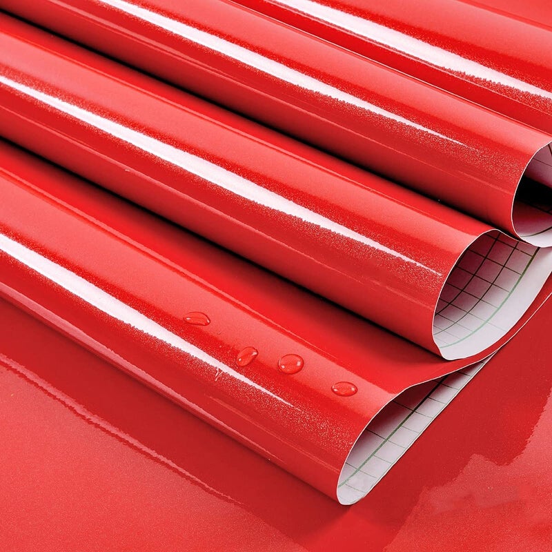 HAPPYMATES Self Adhesive Vinyl Wrap DIY Auto Wrap Film Fit Most Cars & Bikes Waterproof Car Sticker Vinyl Sheet, Interior Sticker, Heat Resistant (12 X 60 Inch, RED Vinyl) - Image 4