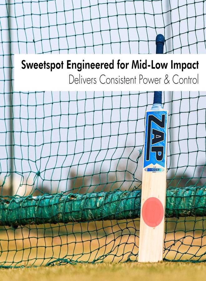 زاب مضرب كريكيت ZAP Glider من خشب الصفصاف الكشميري (مقاس 6) للأولاد من عمر 12-14 سنة | تصميم مصنوع يدويًا، توازن فائق، وتشطيب ممتاز للكريكيت الاحترافي بكرة الجلد | مثالي للأندية والبطولات - Image 4