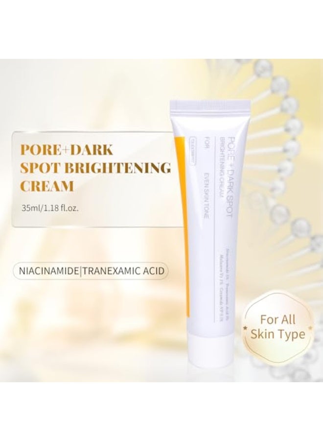 3 PCS Pore and Dark Spot Brightening Cream, Dark Spot Cream with Niacinamide and Tranexamic Acid, Pore Minimizer Face Moisturiser, Hydrating Brightening Cream for Sensitive Skin, 35ml - Image 2