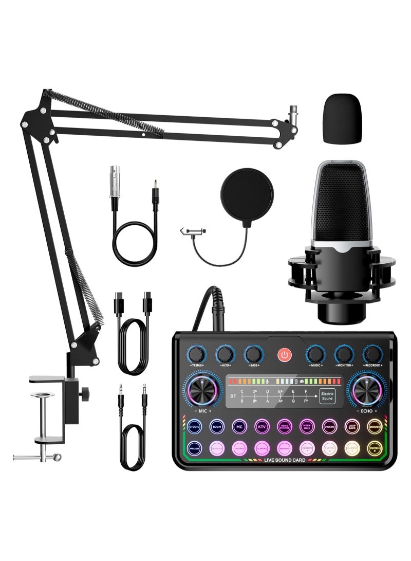 Professional P99 Sound Card Podcast Equipment Pack, Sinwe Audio Interface, All-in-One Podcast Production Studio with 3.5mm Microphone, Perfect for Live Streaming, Gaming, Singing, YouTube - Image 1