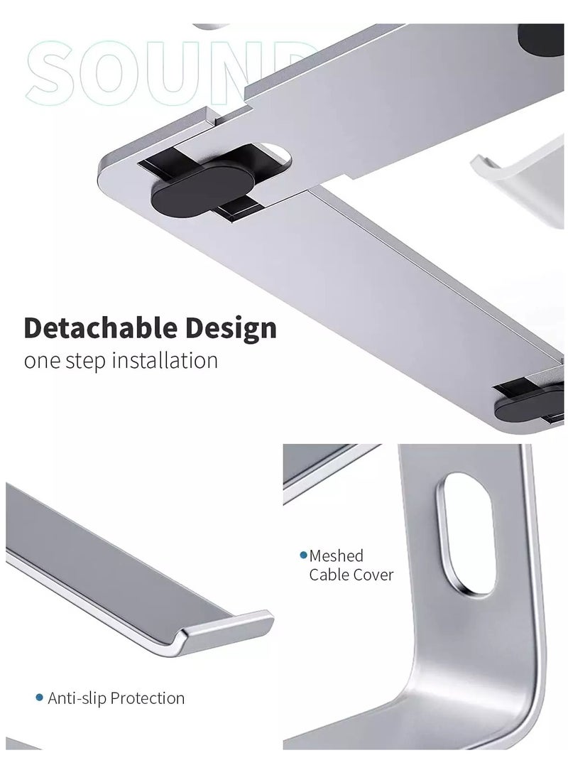 Z1 Laptop Stand, Aluminum Computer Riser, Ergonomic Laptops Elevator for Desk, Metal Holder Compatible with 10 to 15.6 Inches Notebook Computer, Silver - Image 2