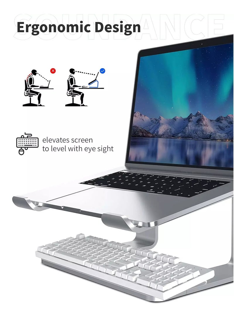 Z1 Laptop Stand, Aluminum Computer Riser, Ergonomic Laptops Elevator for Desk, Metal Holder Compatible with 10 to 15.6 Inches Notebook Computer, Silver - Image 5