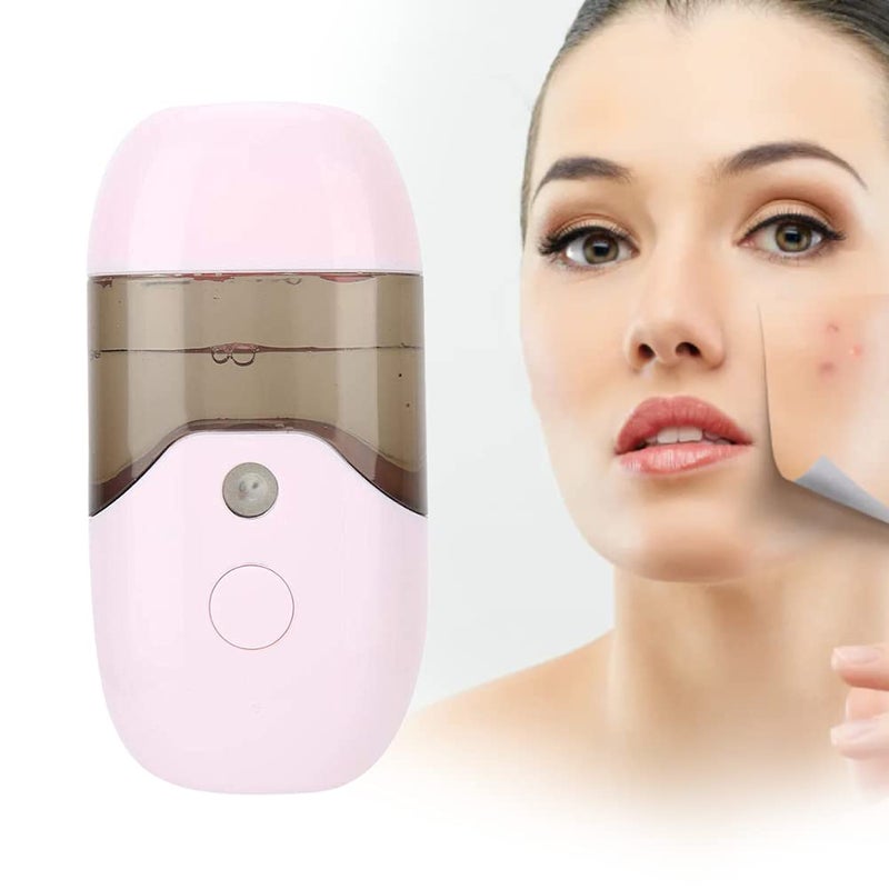woobles 50ml Large Capacity Nano Mist Sprayer, Portable Handheld USB Face Moisturizing Refreshing Hydrating Atomization Machine Facial Skin Care Beauty Instrument(Pink)- - Image 1
