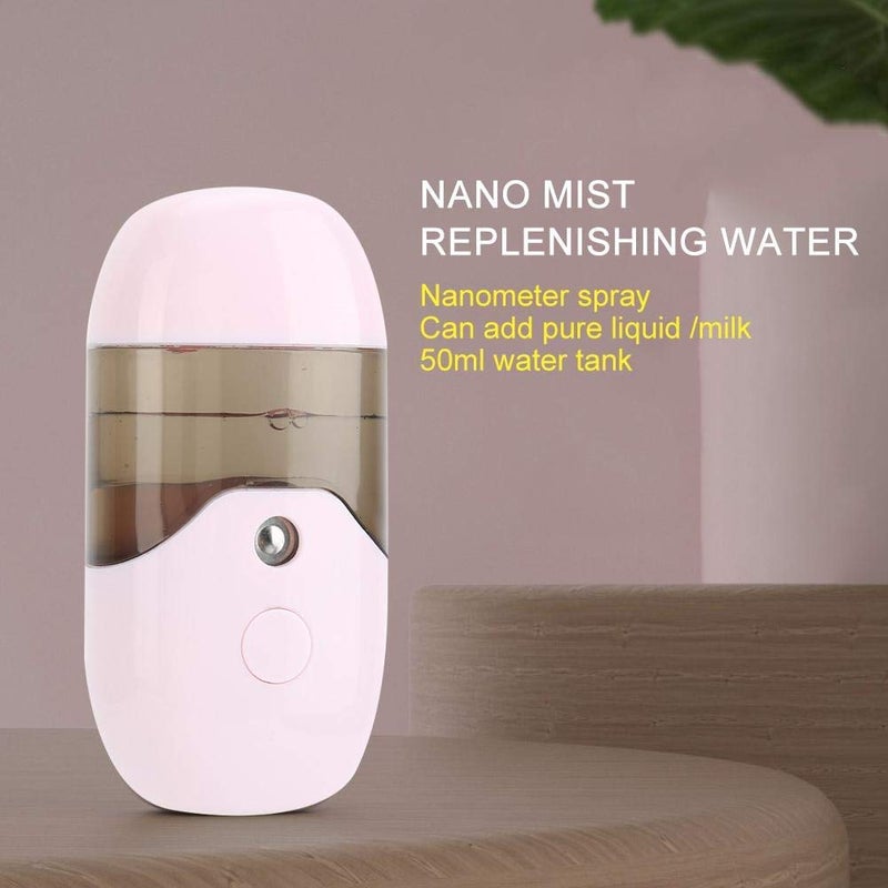 woobles 50ml Large Capacity Nano Mist Sprayer, Portable Handheld USB Face Moisturizing Refreshing Hydrating Atomization Machine Facial Skin Care Beauty Instrument(Pink)- - Image 5
