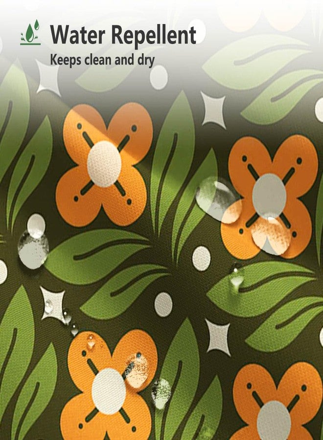 MEHOFOND Orange Floral Green Shower Curtain Vintage Mid Century Modern Abstract Geometric Bathroom Curtain Boho Retro Classic 1950S 1960S Home Bathtub Decor Fabric Waterproof Bath Curtain 72x72 Inch - Image 4
