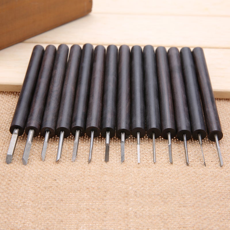 14Pcs Hand Carving Knife DIY Woodworking Olive Nut Walnut Engraving Tool Set - Image 1
