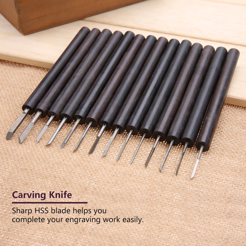 14Pcs Hand Carving Knife DIY Woodworking Olive Nut Walnut Engraving Tool Set - Image 3