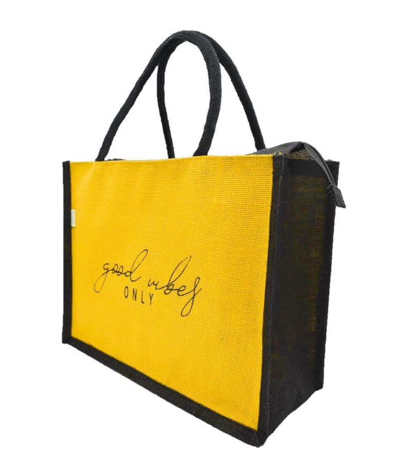 JUTEKA quote printed Jute Bag for Lunch, Office, Grocery, Picnic, Tiffin, Shopping Hand Bag with padded cotton handles… - Image 5