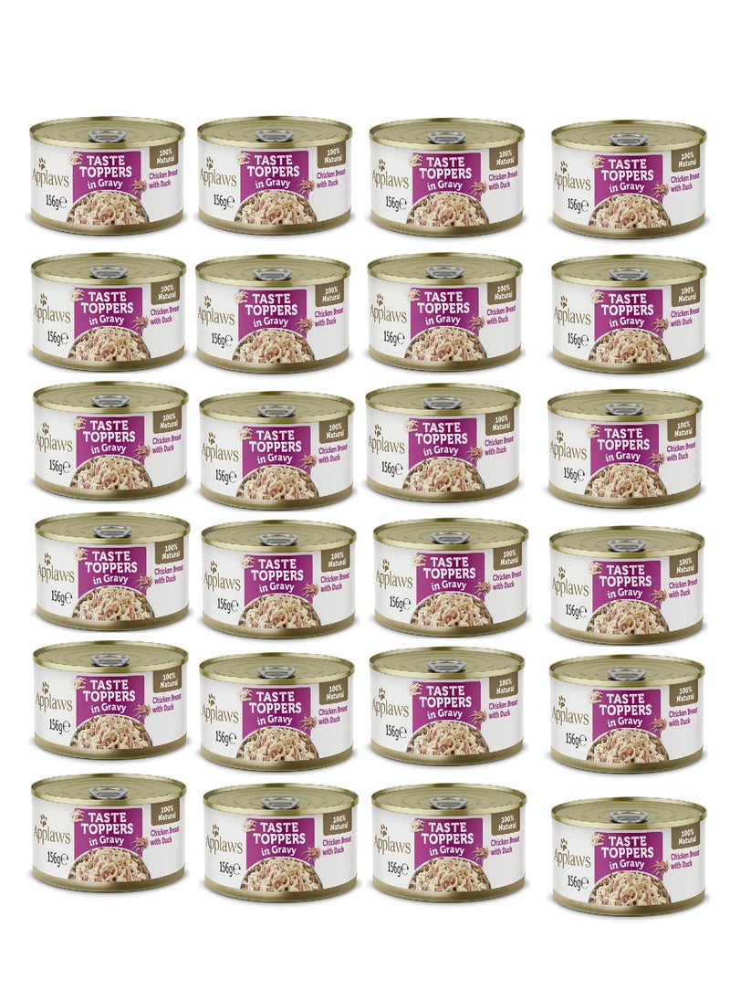 24PC Applaws Taste Topper in Gravy Chicken Duck Dog Tin 156g