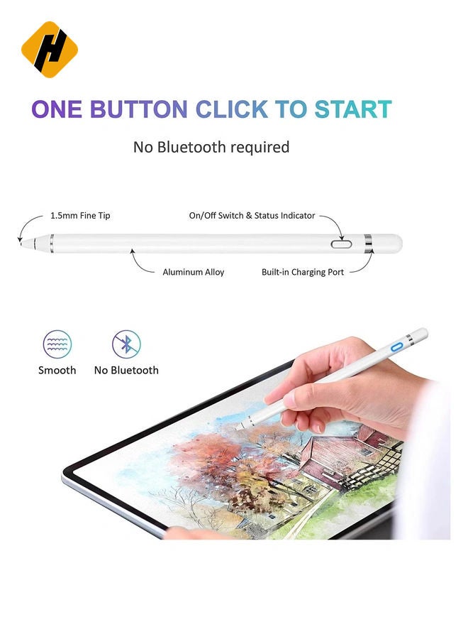 HuHa Active Stylus Pen Compatible for Touch Screens, Digital Rechargeable Stylish Pencil universal with Touch Function, Stylus pen for iPhone/iPad Pro/Air/Mini/iPhone/Android and Most Touch screens - Image 2