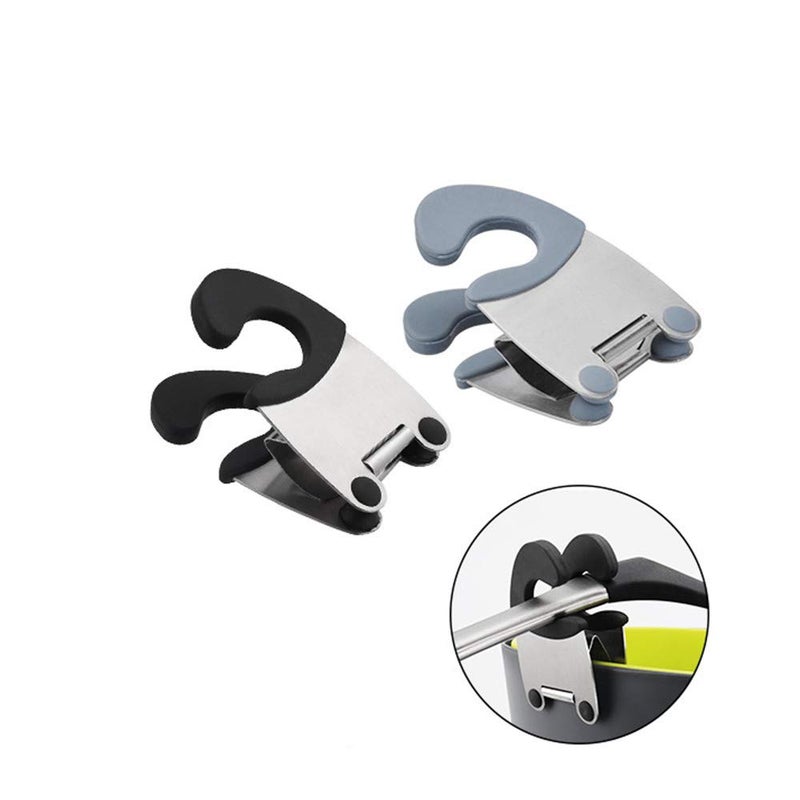 YUDONG Pot ClipStainless steel pot holderfor Spoon Rest Silicone and Stainless Steel AntiScald Grip Easy Pot Fixed Clamp Kitchen Accessories Tools black  Grey 