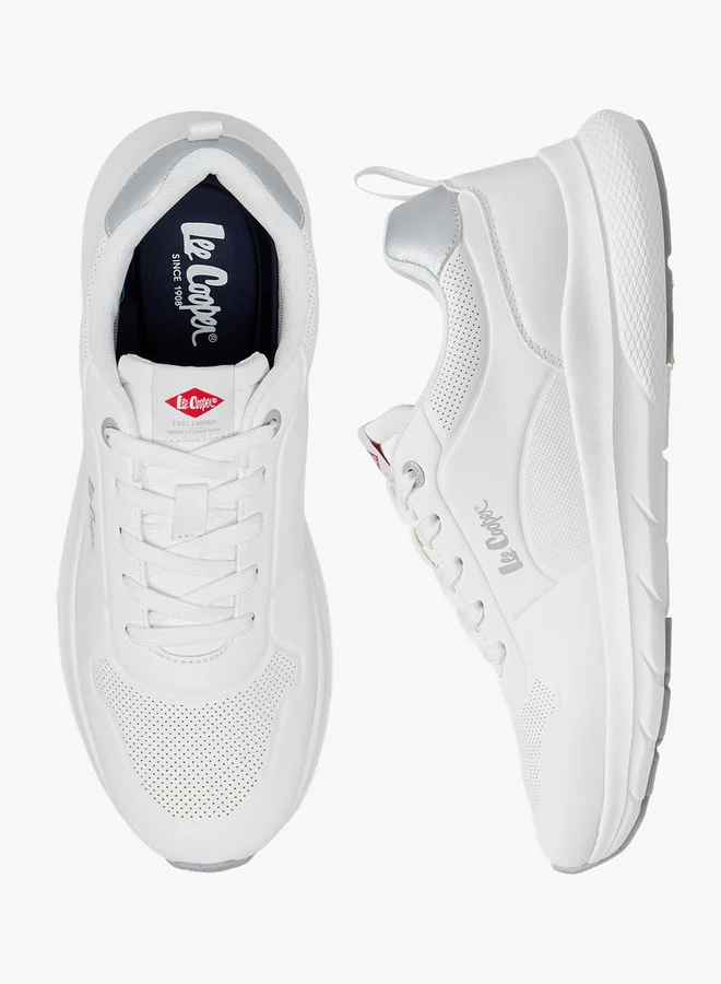 لي كوبر Men's Logo Print Sneakers with Lace-Up Closure