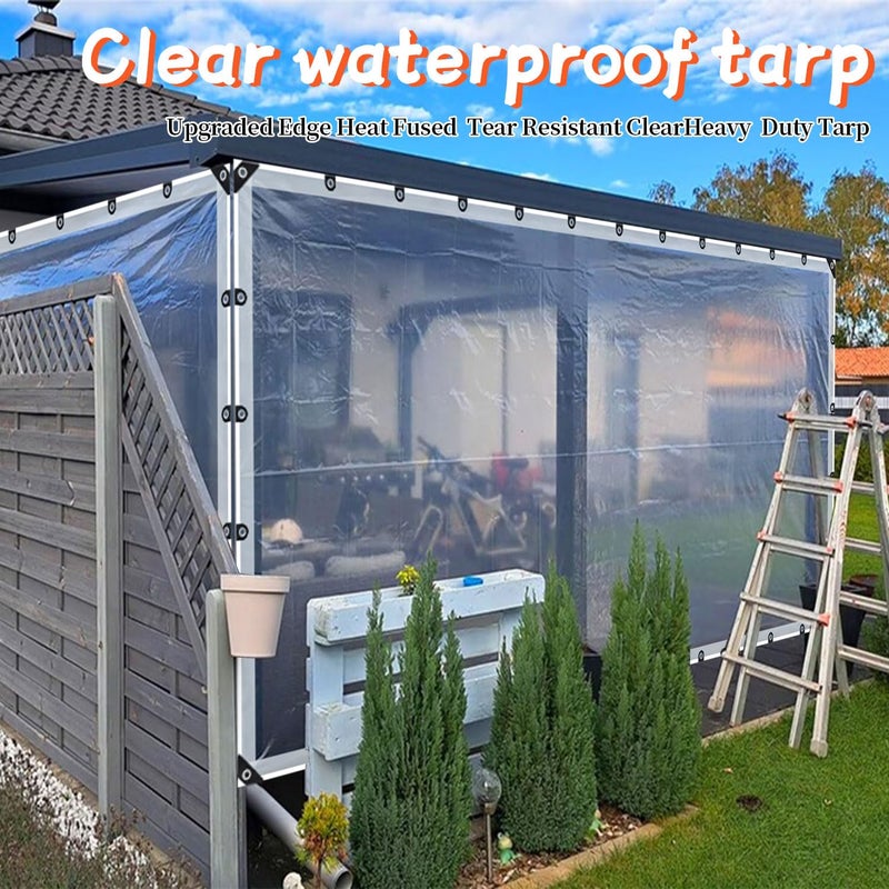 ZERNBER Clear Waterproof Tarp with Grommets, 8x10ft Upgraded Edge Heat Fused Tear Resistant Clear Heavy Duty Tarps for Patio Fencing, Rain, Wind, Cold, Chicken Coops,and More!ï¼ˆWindproof Rope and Tie-Downsï¼‰ - Image 4