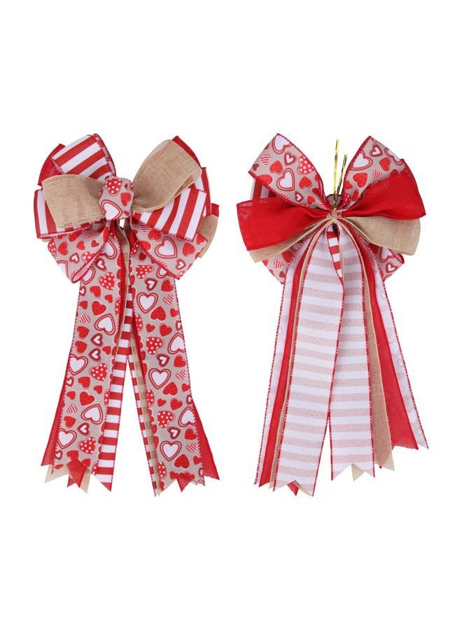 Meseey Large Valentine's Day Tree Topper Bow Red Heart Printed Valentines Wreath Burlap Bow for Valentine's Day Wedding Mother's Day Front Door Wreath Home Indoor Outdoor Decorations (Valentine) - Image 3