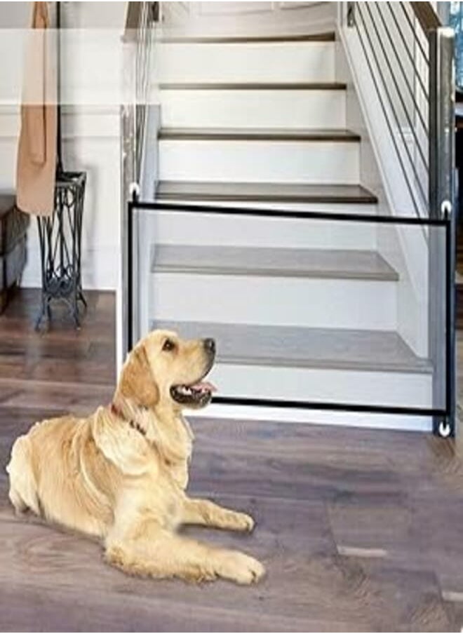 Generic Dog Gate 43.3 x 30.9 Inch Pet Gate Baby Gate Magic Gate Mesh Gate Foldable Safe Protection Insulated Gauze Indoor and Outdoor Install Anywhere for Dogs 