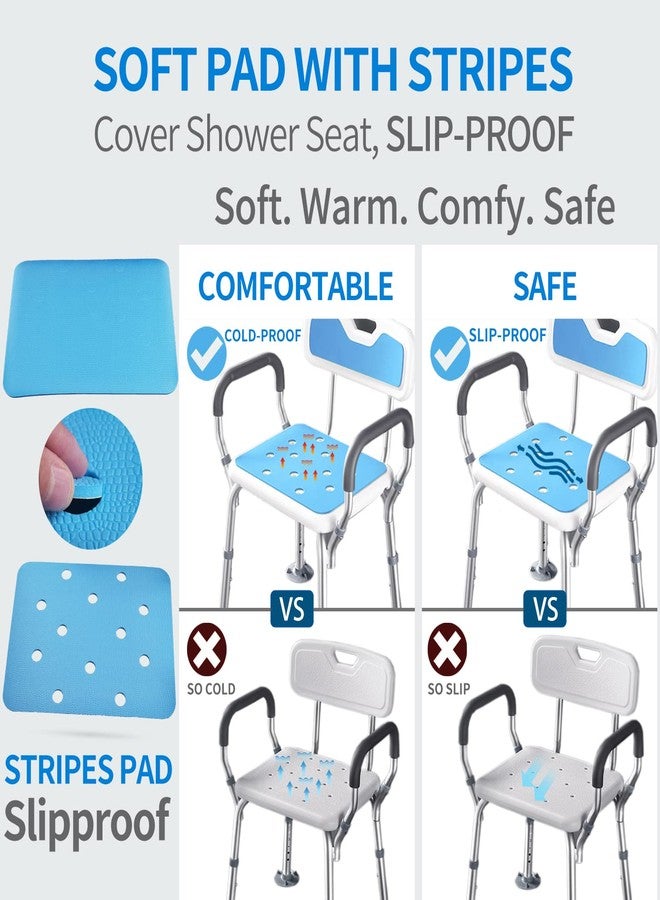 MINIVON Bath Chair Pad with Adhesive Backing Non Slip Shower Seat Mat, Textured Surface 15 x 12, Bathroom Shower Chair Cushion, Waterproof, Soft Pad Cover Bath Stool for Elderly - Image 4