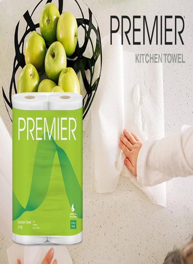 Premier 2 Ply Kitchen Tissue Paper Roll | 120 Pulls | 60 Kitchen Towels X 2 Rolls | Super Absorbent Paper Towels for Everyday Cleaning, Kitchen Paper Wipes, Multipurpose tissue rolls for Home Office - Image 2