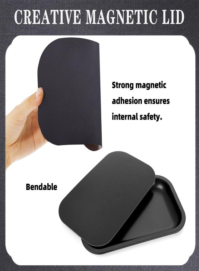 PYSEA Large Metal Tray with Magnetic Lid, Decorative Tray, Ideal Storage for Home or Travel, 10.6 x 6.3 Inches (Black) - Image 4