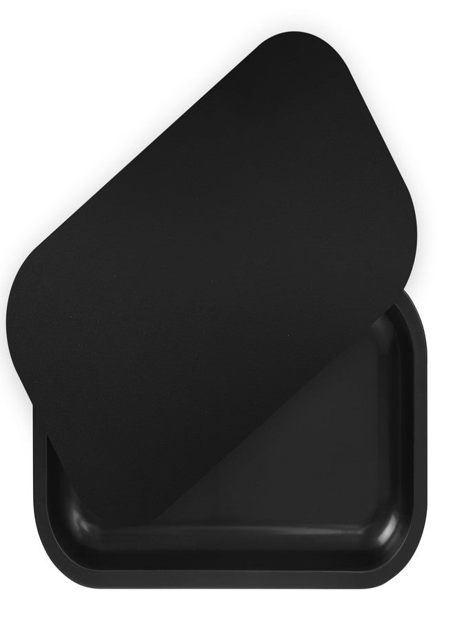 PYSEA Large Metal Tray with Magnetic Lid, Decorative Tray, Ideal Storage for Home or Travel, 10.6 x 6.3 Inches (Black) - Image 1