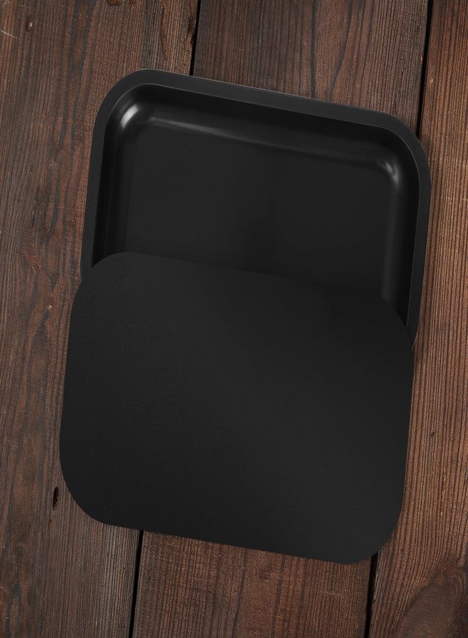 PYSEA Large Metal Tray with Magnetic Lid, Decorative Tray, Ideal Storage for Home or Travel, 10.6 x 6.3 Inches (Black) - Image 2