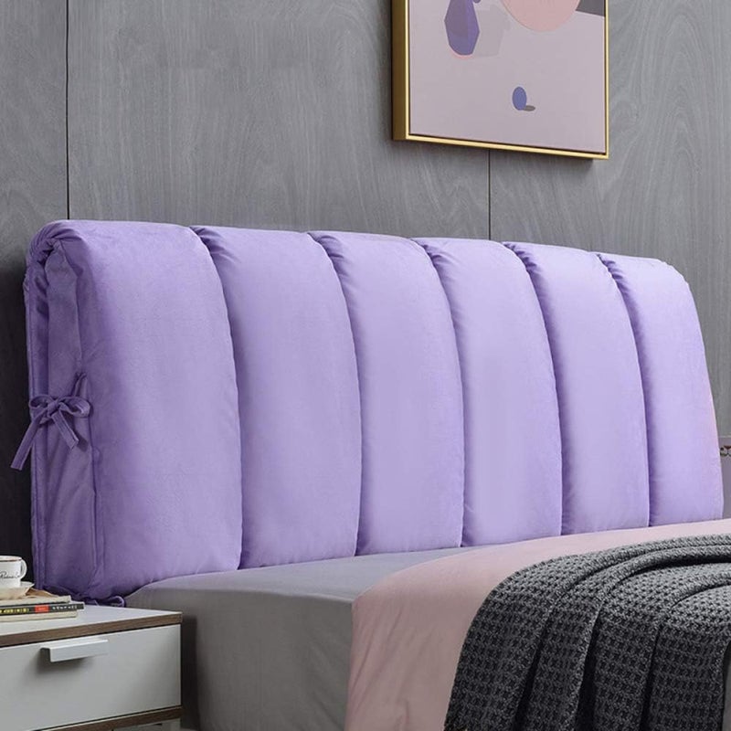 Light Luxury Bed Headboard Comfortable Corn Velvet Cotton Filling Cushion Large Backrest Anti-Collision Nordic Style Decoration Bed Head Dustproof Protector Slip Blue-120×50cm (Purple1 90×60cm) - Image 1