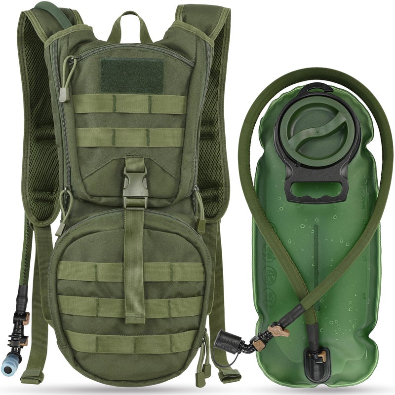 MARCHWAY Tactical Molle Hydration Pack Backpack with 3L TPU Water Bladder, Military Daypack for Cycling, Hiking, Running, Climbing, Hunting, Biking (Green) - Image 1