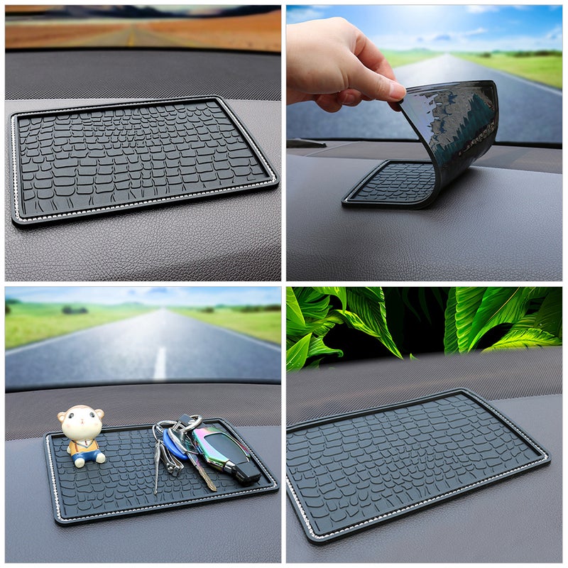 3pcs Universal Car Dashboard Anti- Mat Black PVC Phone Pad Non- Dashboard Mat Phone and Key Placement for Sunglasses - Image 3