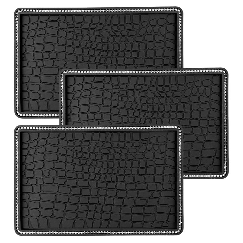 3pcs Universal Car Dashboard Anti- Mat Black PVC Phone Pad Non- Dashboard Mat Phone and Key Placement for Sunglasses - Image 1