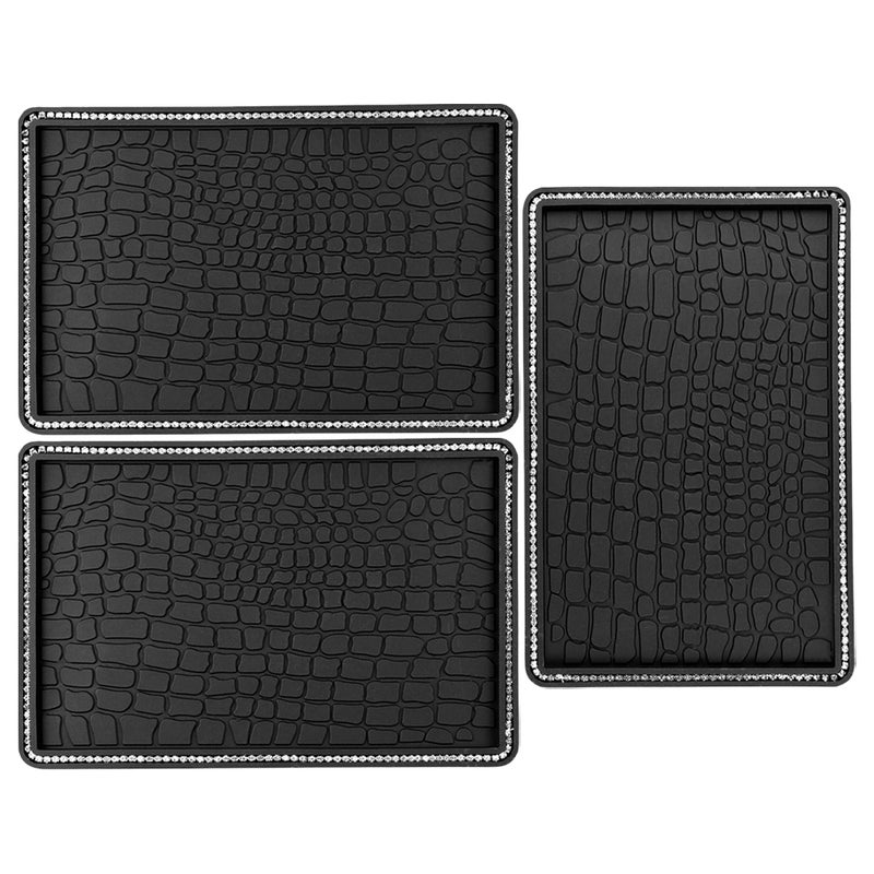 3pcs Universal Car Dashboard Anti- Mat Black PVC Phone Pad Non- Dashboard Mat Phone and Key Placement for Sunglasses - Image 5