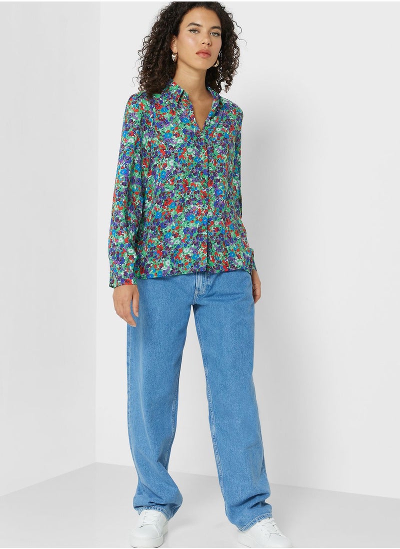 ONLY - Floral Printed Button Down Shirt - Image 1