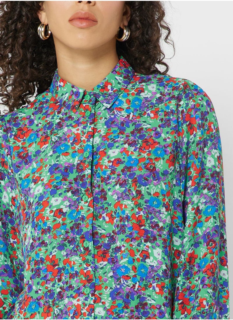 ONLY - Floral Printed Button Down Shirt - Image 1