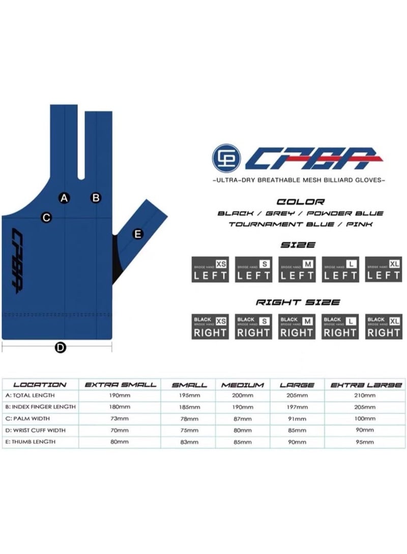 CPBA CBA 3-Finger Left-Hand Billiard Glove, Durable Double-Stitched, Sports Glove in Common for Men and Women - Image 2