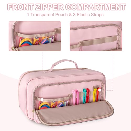 Fasrom Travel Carrying Case Compatible with Shark Flexstyle Hair Dryer, Hair Tool Organizer Bag Compatible with Dyson Airwrap and Straightener, Pink - Image 4