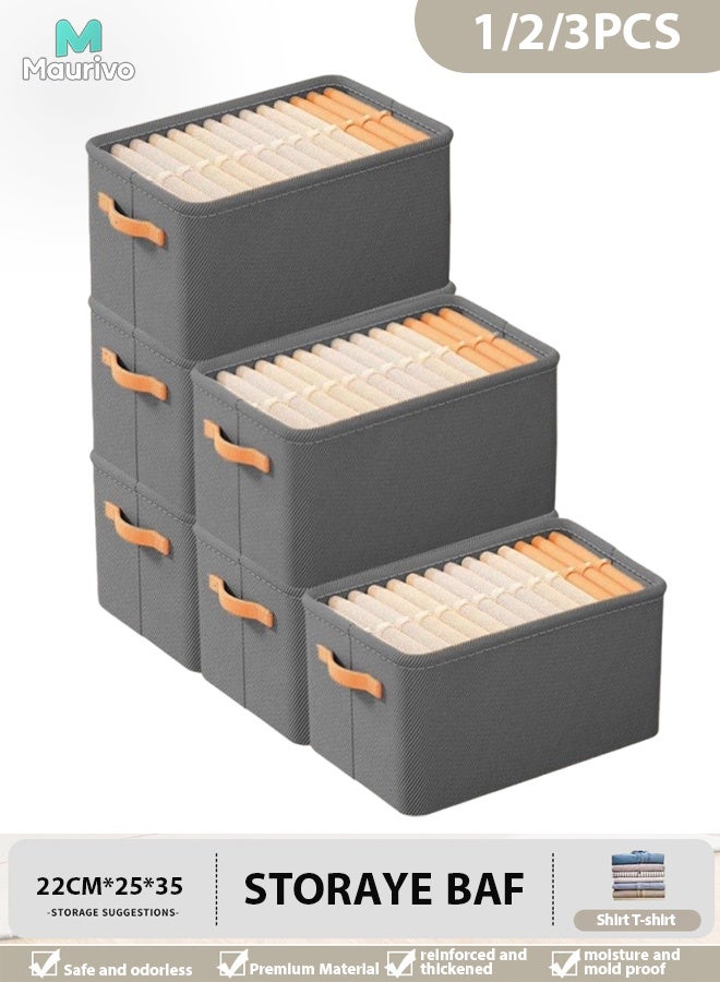 Foldable Closet Storage Box,Wardrobe Closets Organizers,Box Storage, Bins Organizer with Handle Closet Storage Bins,Shelf Organizer and Storage, Bins for Organizing Handles Thickened Steel Frame Toy Organizer Box for All Clothing, Household Sundries Foldable Storage Bins for Toys, Books, Home Supplies(Grey) - Image 1